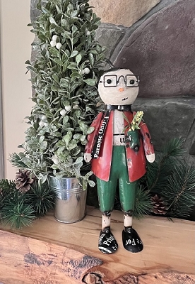 SNOWMAN W/ SQUARE GLASSES *NEW* Recycled Metal Art 5